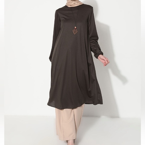 Tops - Women modest long sleeve khaki tunic size 44EU